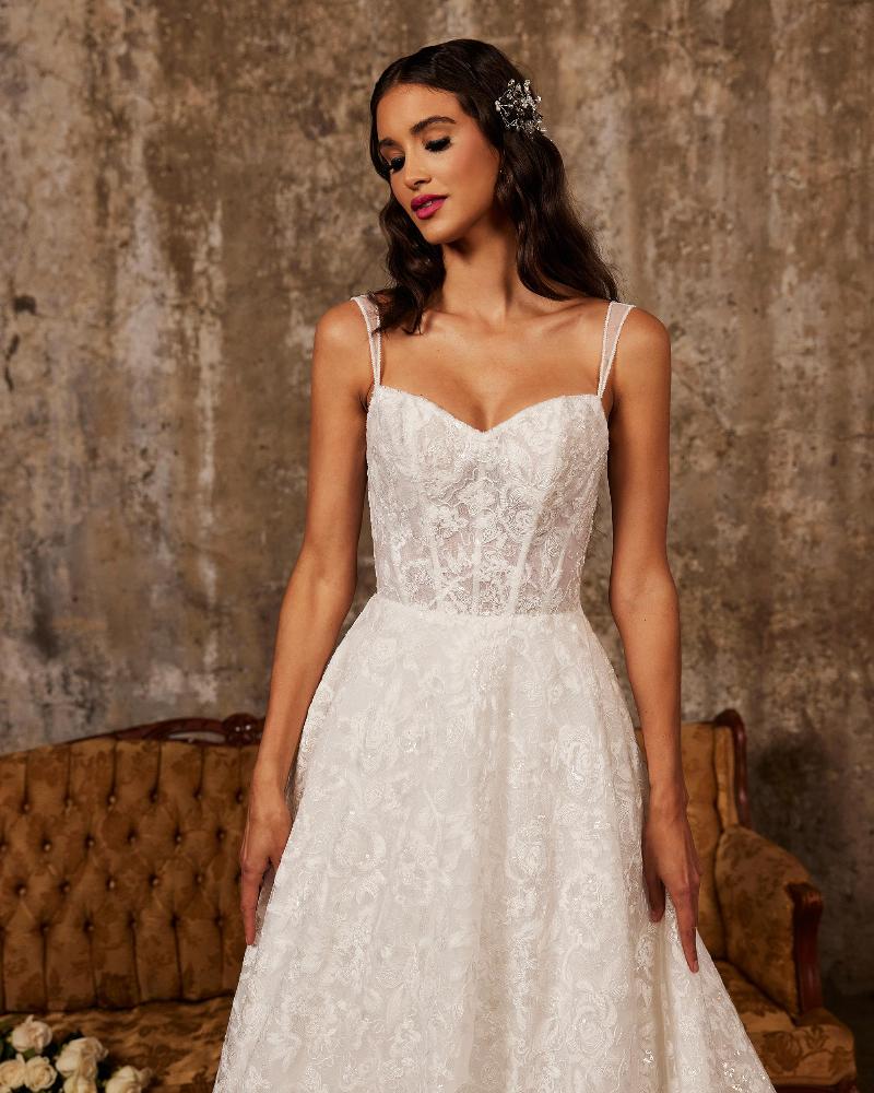 122250 lace a line wedding dress with pockets and tank straps3